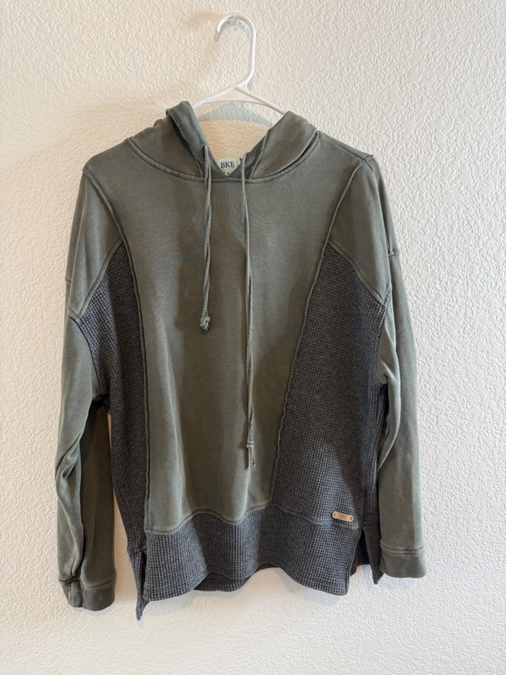 BKE Two-Tone Olive and Charcoal Hooded Sweatshirt